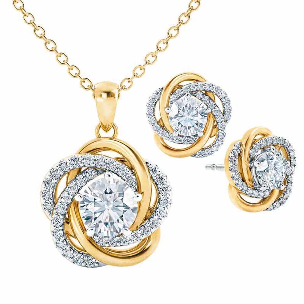 Pendentif nœud d’amour avec boucles d’oreilles assorties OFFERTES