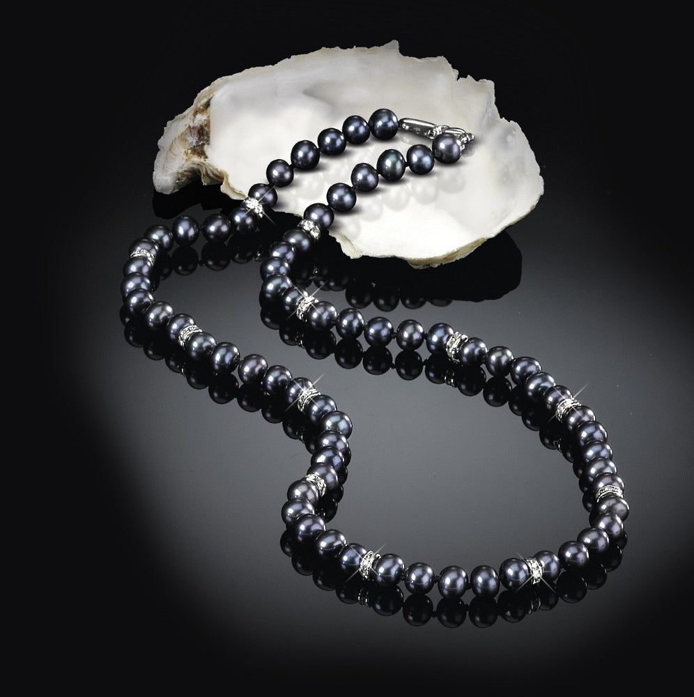 Collier de perles noires Midnight Spell avec boucles d'oreilles assorties GRATUITES