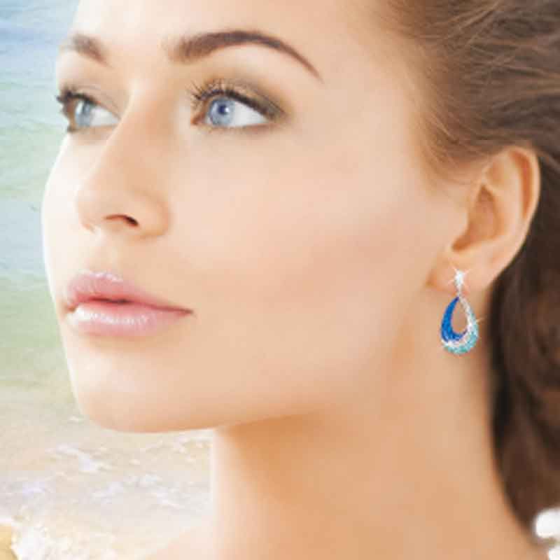 Boucles d'oreilles en cristal bleu