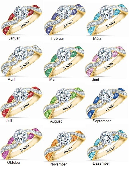 Bague personnalisée "Birthstone Swirl" (pierre de naissance)