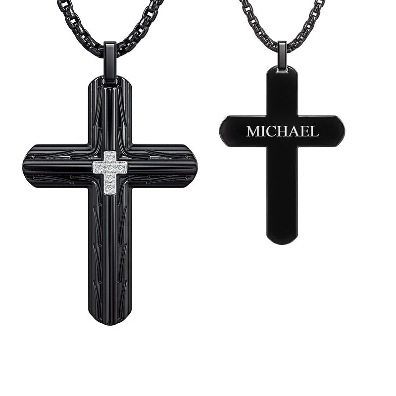 Pendentif croix en diamant Black Ice