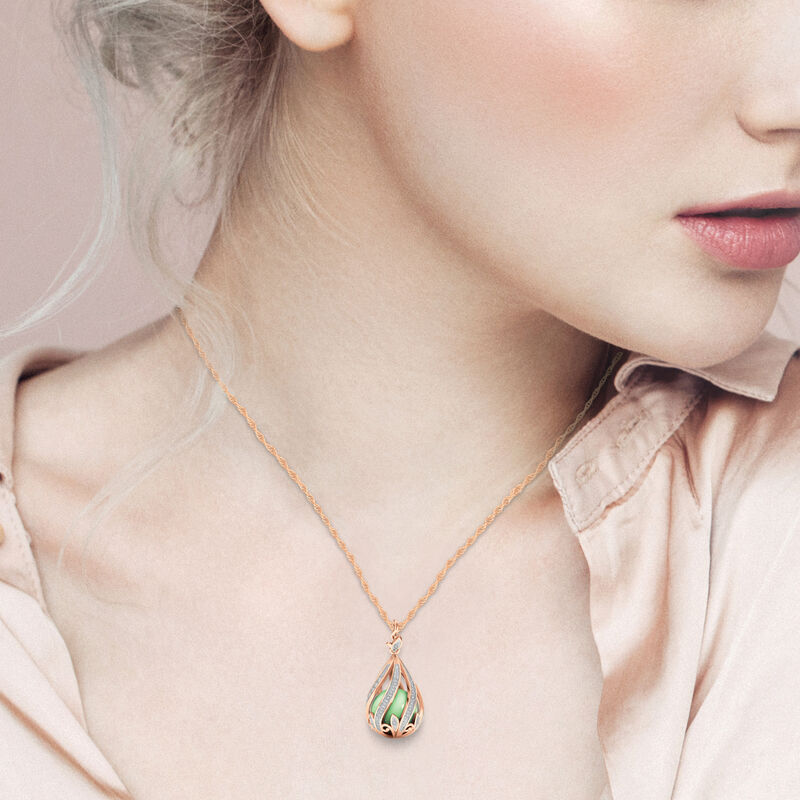 Collier en cuivre avec diamants et jade